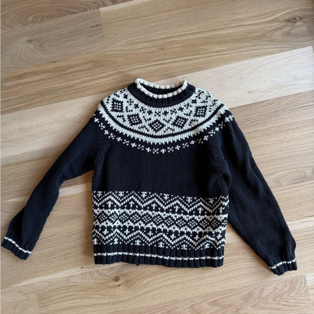 Hanna Andersson Black and White Crew Neck Sweater